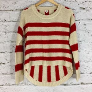 Uniq red striped high low sweater size S/M