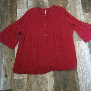 Leo & Nicole 2x Red Ribbed Sweater Cardigan