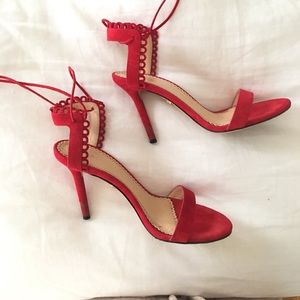 Salsa Red Tie High Heels - Charlotte Olympia - 6.5