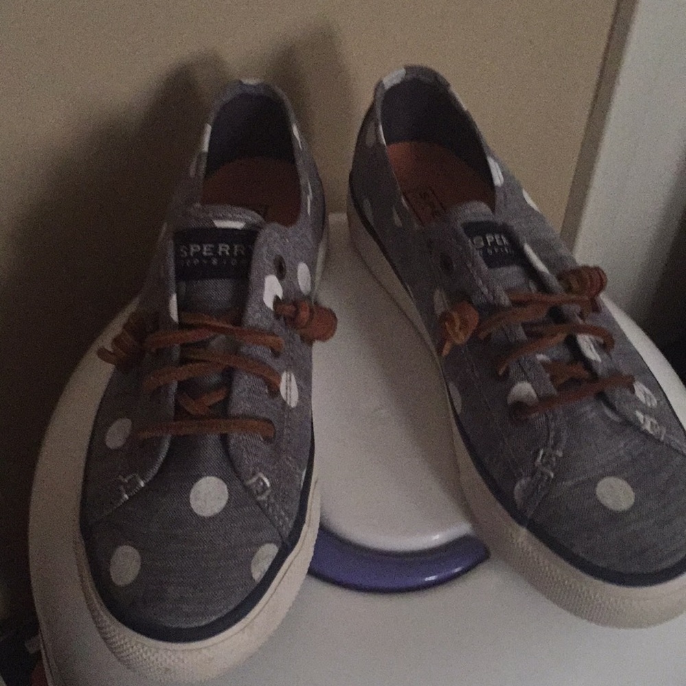 Blue polka dot Sperrys