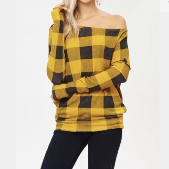 Mustard Yellow Buffalo One Off Shoulder Sweater - Picture 2 of 6
