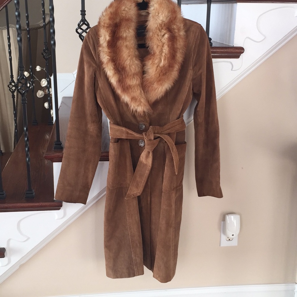 Banana Republic Suede coat with Italian shearling