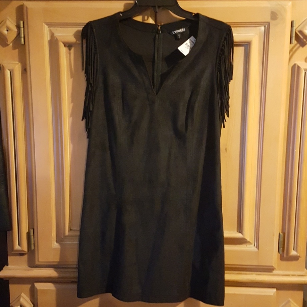 Faux suede fringed dress