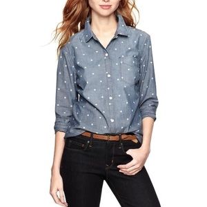 Gap Chambray Shirt w/ White Polka Dots