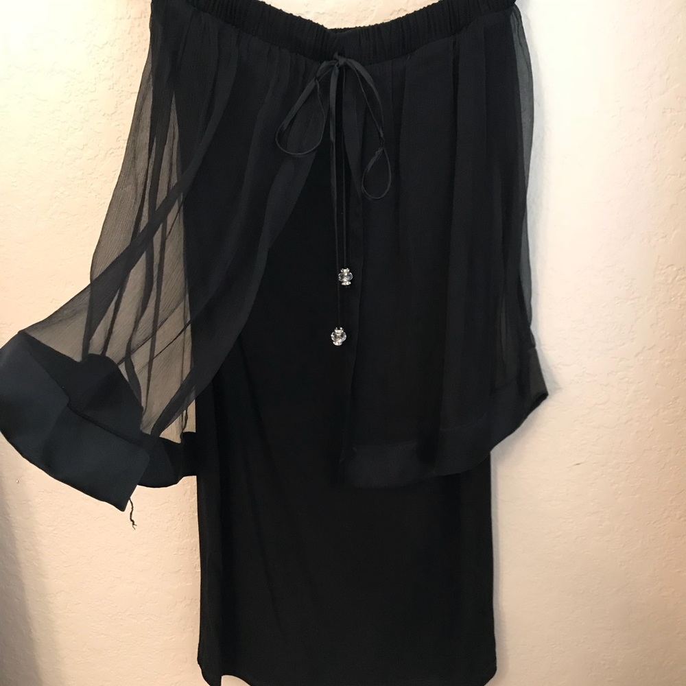 Ariel Silk Overlay Black evening/ cocktail dress.