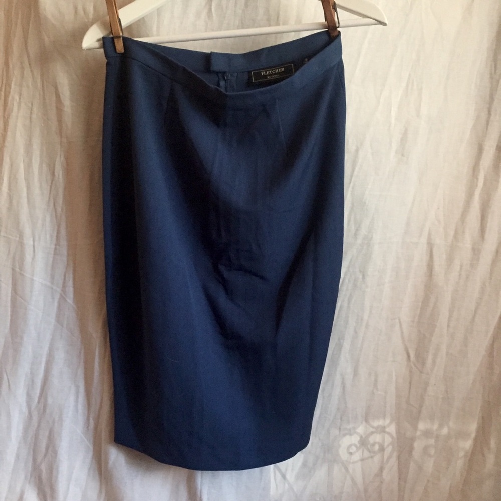 Straight Blue Skirt by Fletcher