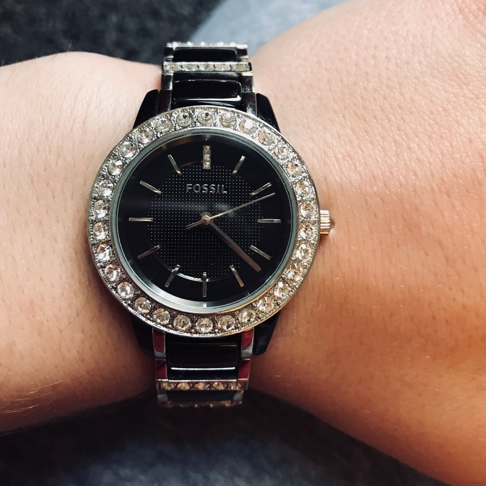 like new black with rhinestone Fossil watch