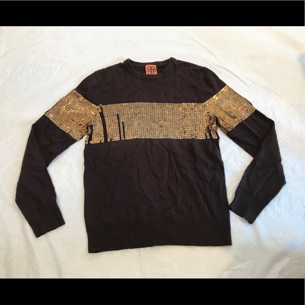 TORY BURCH 100% Cashmere Brown Sweater Large $480