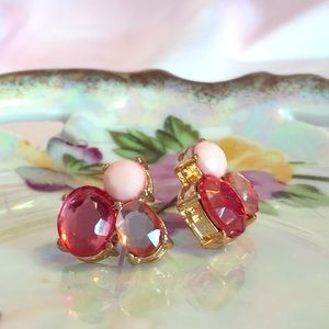 Pink Cluster Earrings