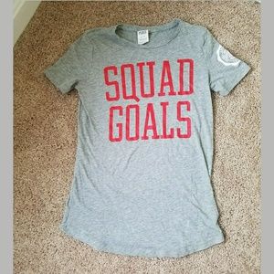 PINK XS squad goals grey t shirt