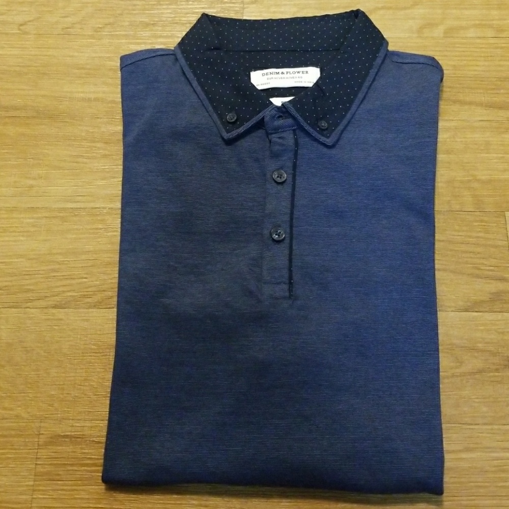 Men's Denim&Flower Shirt Size M