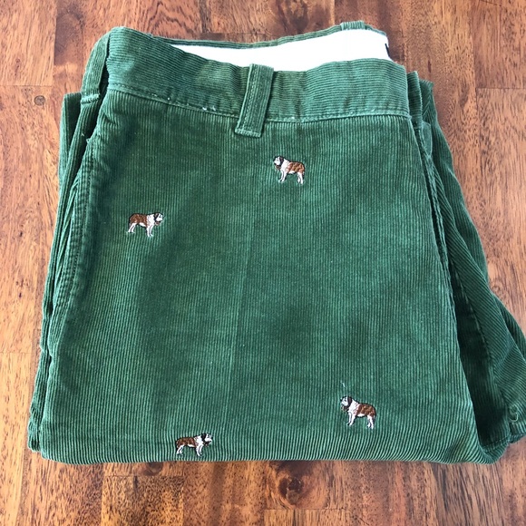 J. Crew Other - JCrew Green Corduroy Pant St Bernard Dogs all over