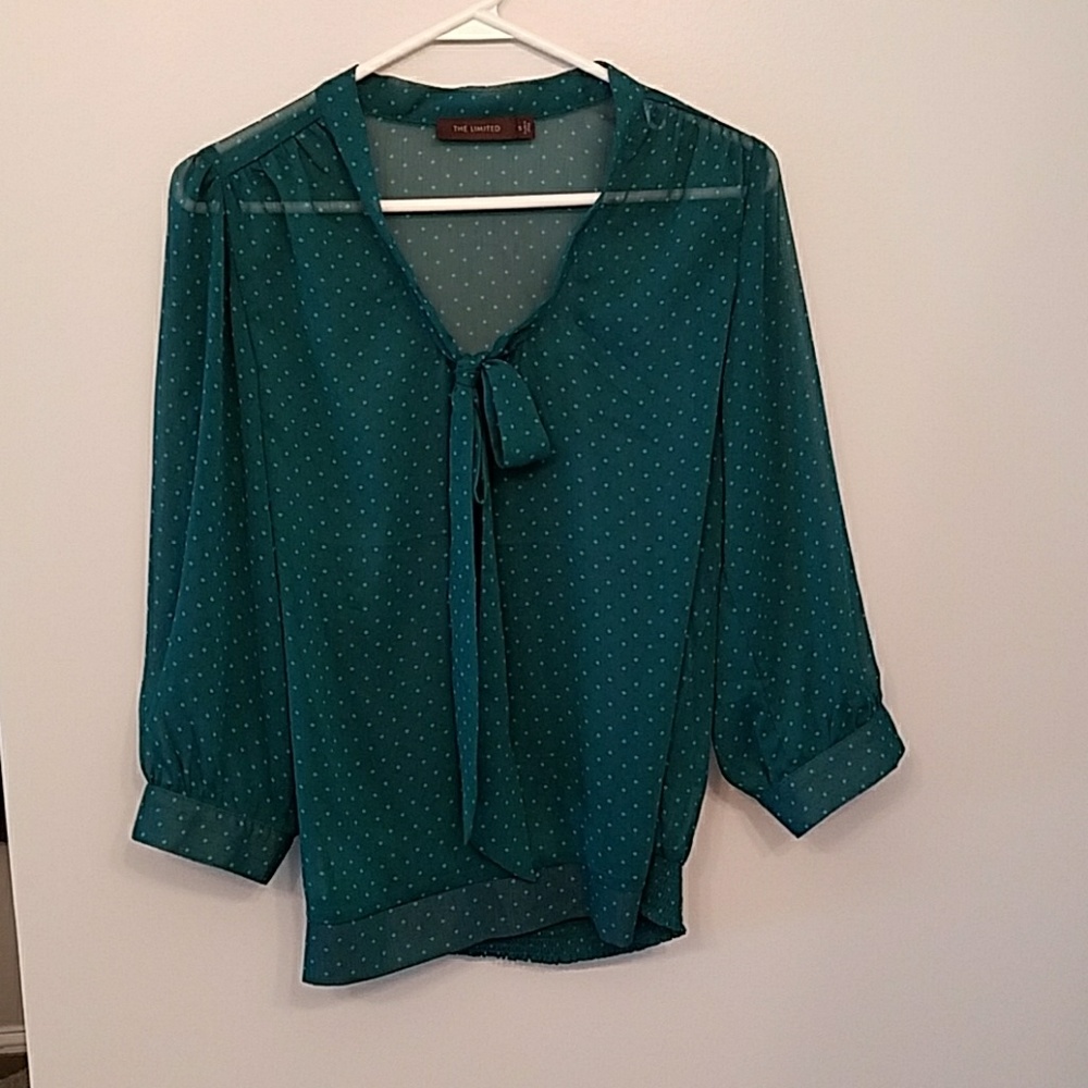 The Limited Dark Teal with Turquoise Polka DotsTop