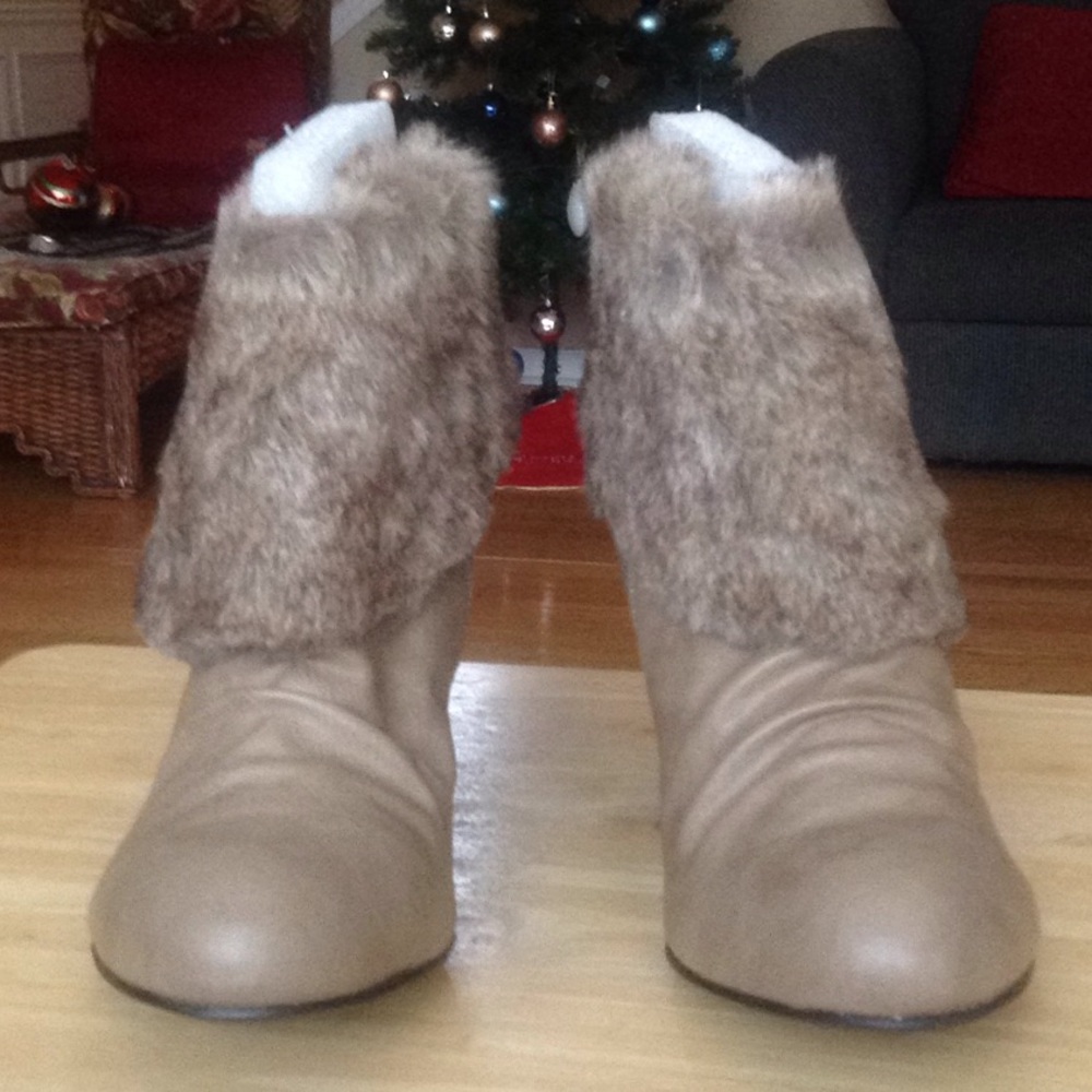 Taupe Fur Top Bootie