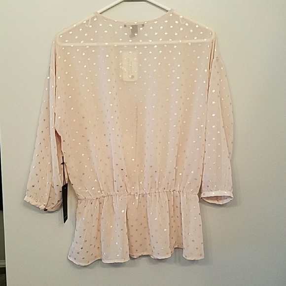 F21 Sheer Blush Peplum Top - Picture 3 of 3