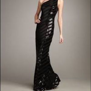 David-Meister-One-Shoulder-Sequin-Stripe-Gown S- 2