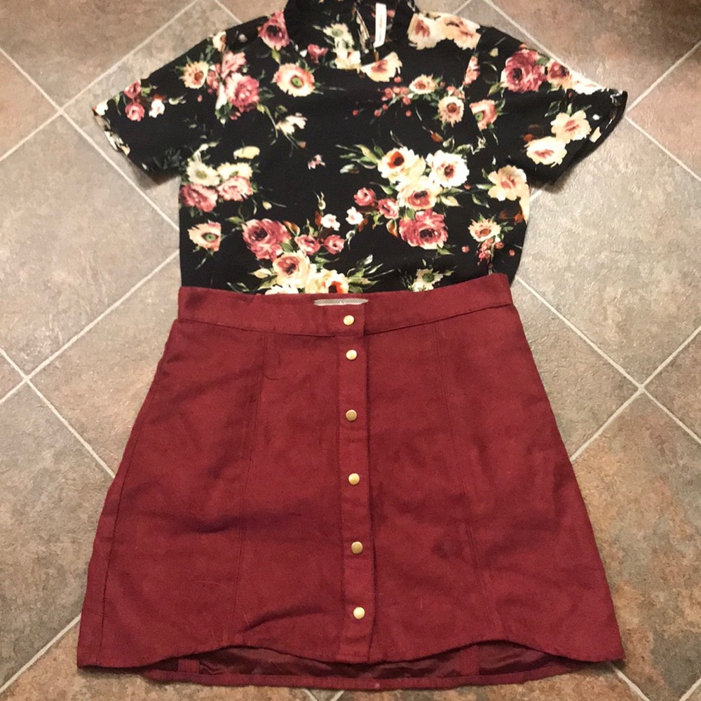 SOLD- Suede button up skirt