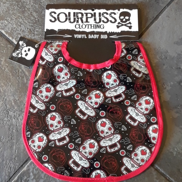 SOURPUSS CLOTHING Other - Sugar Skull Bib SOURPUSS clothing Vinyl baby drool