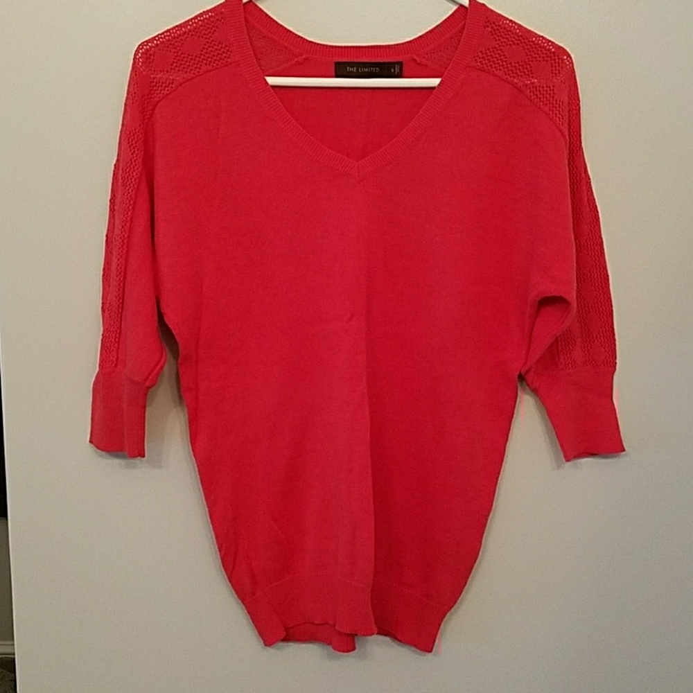 The Limited Crochet Detail Coral Sweater