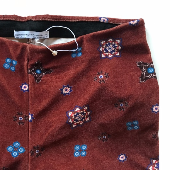 NWOT Zara Trafaluc Velvet Bell Bottom Trousers - Picture 4 of 8