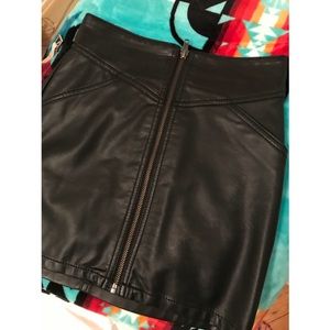 H&M Faux Black Leather Mini Skirt