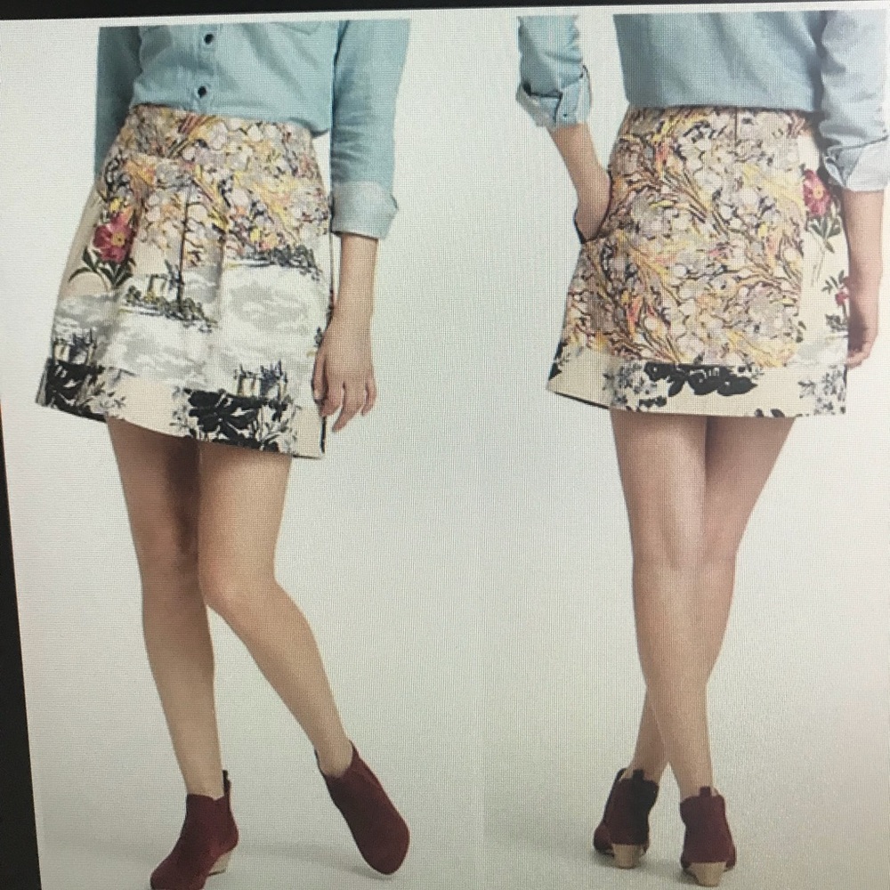 Anthropologie Leifnotes Pattern Skirt with Pockets