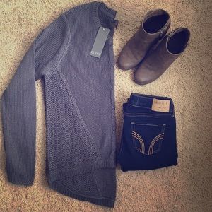 Dark dray cable knit sweater