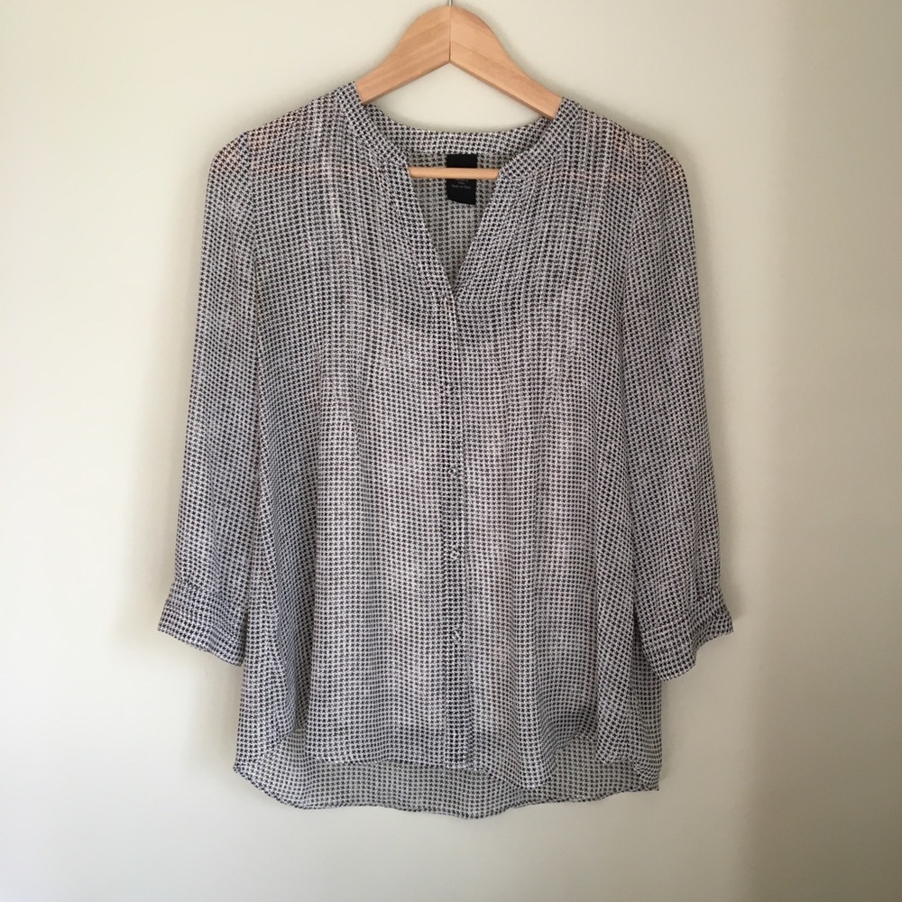 Calvin Klein black and white button up blouse xs - Picture 1 of 4