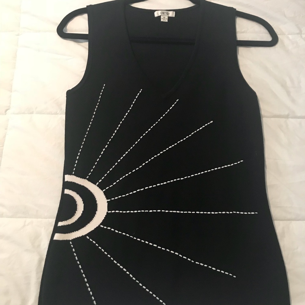 Cache Black and White Fitted Top.