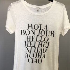 White “hello” T-shirt