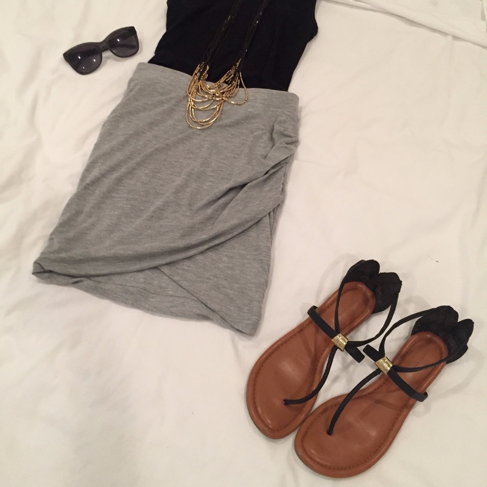 Zara Gray Cotton wrap skirt Small