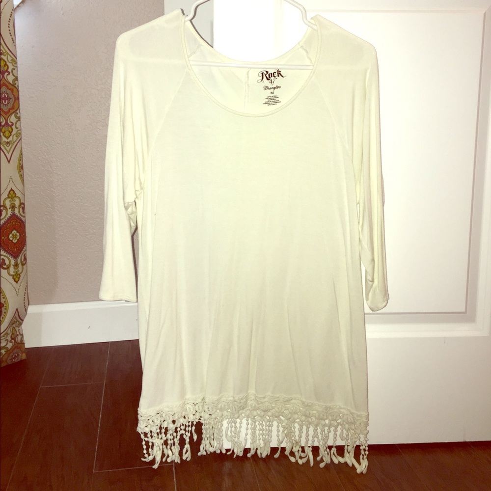 3/4 sleeve white blouse