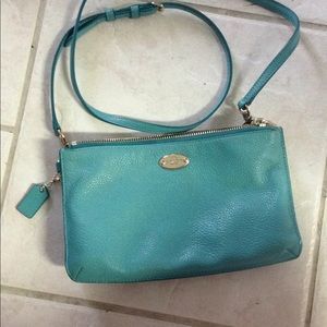 Turquoise coach cross body purse