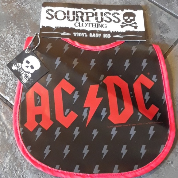 SOURPUSS CLOTHING Other - AC⚡DC Vinyl Bib SOURPUSS clothing baby Rock