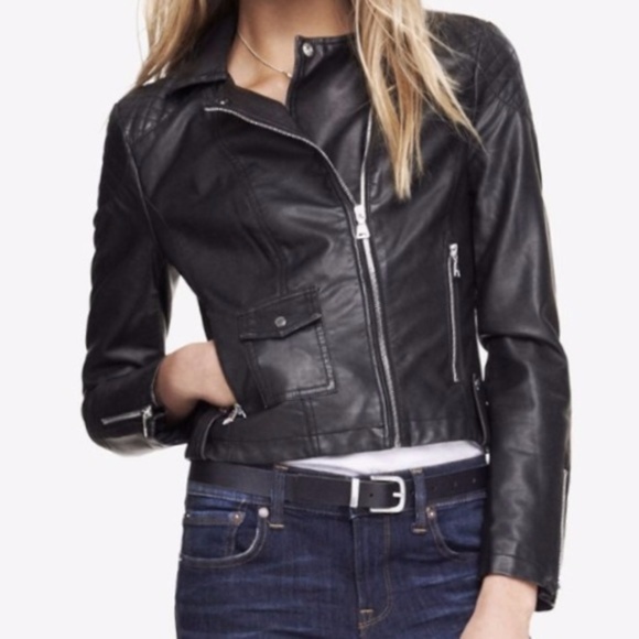 Express Jackets & Blazers - Express Faux Leather Moto Jacket Large
