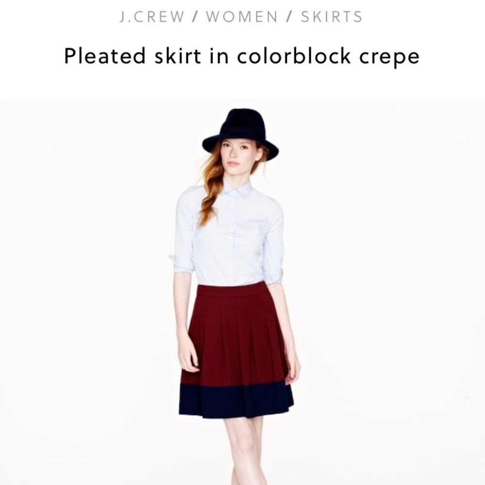 B.2 J. Crew pleated skirt in colorblock crepe