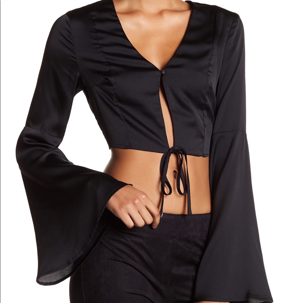 Black Crop top Bell Sleeve