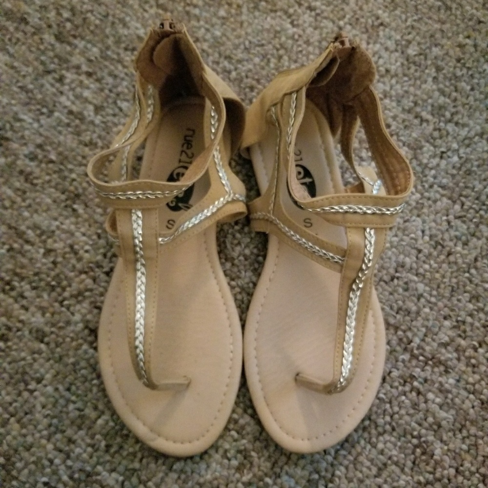 Tan and gold sandals