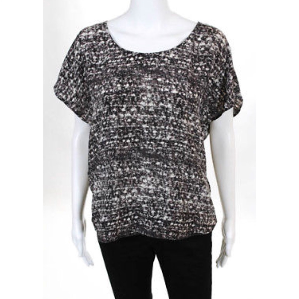 Joie Short Sleeve Hook Back Blouse Scoop Neck