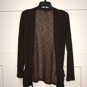 Black and amber colored open cardigan