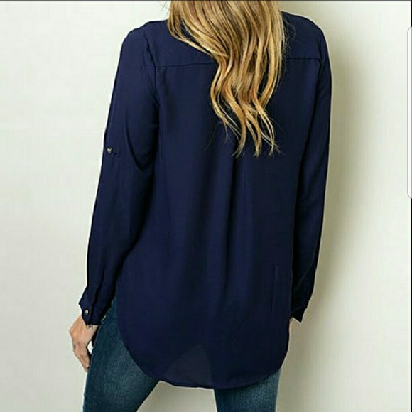 🔴 Navy sheer top - Picture 3 of 5