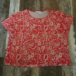 East 5th Holiday Blouse 3x Red and Beige