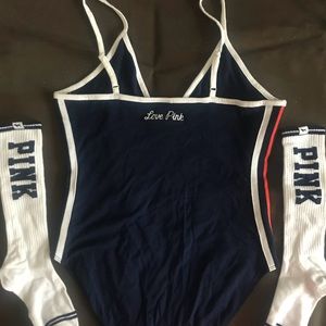 V.S PINK bodysuit and socks