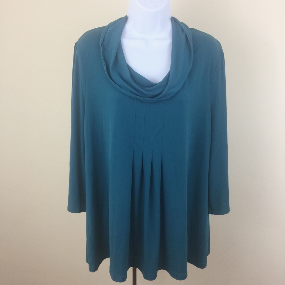Cowl Neck Pleated Tunic Green Plus Size 18/20 Top