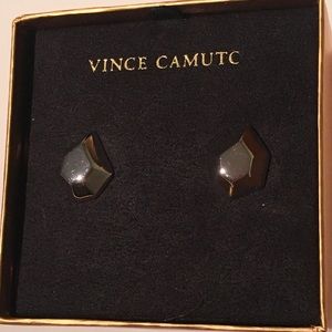 vince camuto silver faceted stud earrings