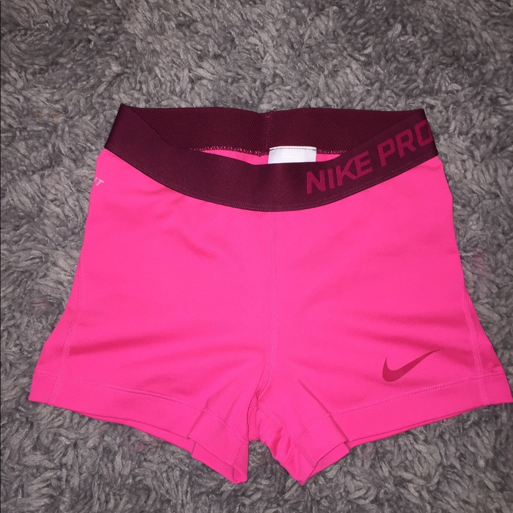 HOT PINK NIKE PRO SPANDEX SHORTS!!