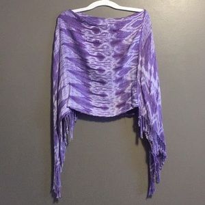 Purple and white shawl coverup