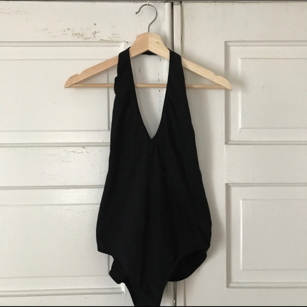 American Apparel Black Halter Bodysuit