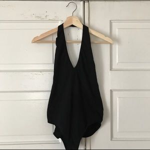 American Apparel Black Halter Bodysuit