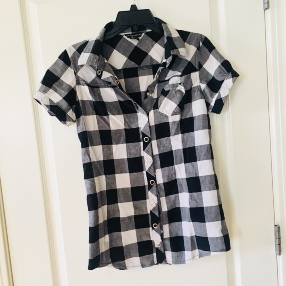 Button-Up Checkered Blouse